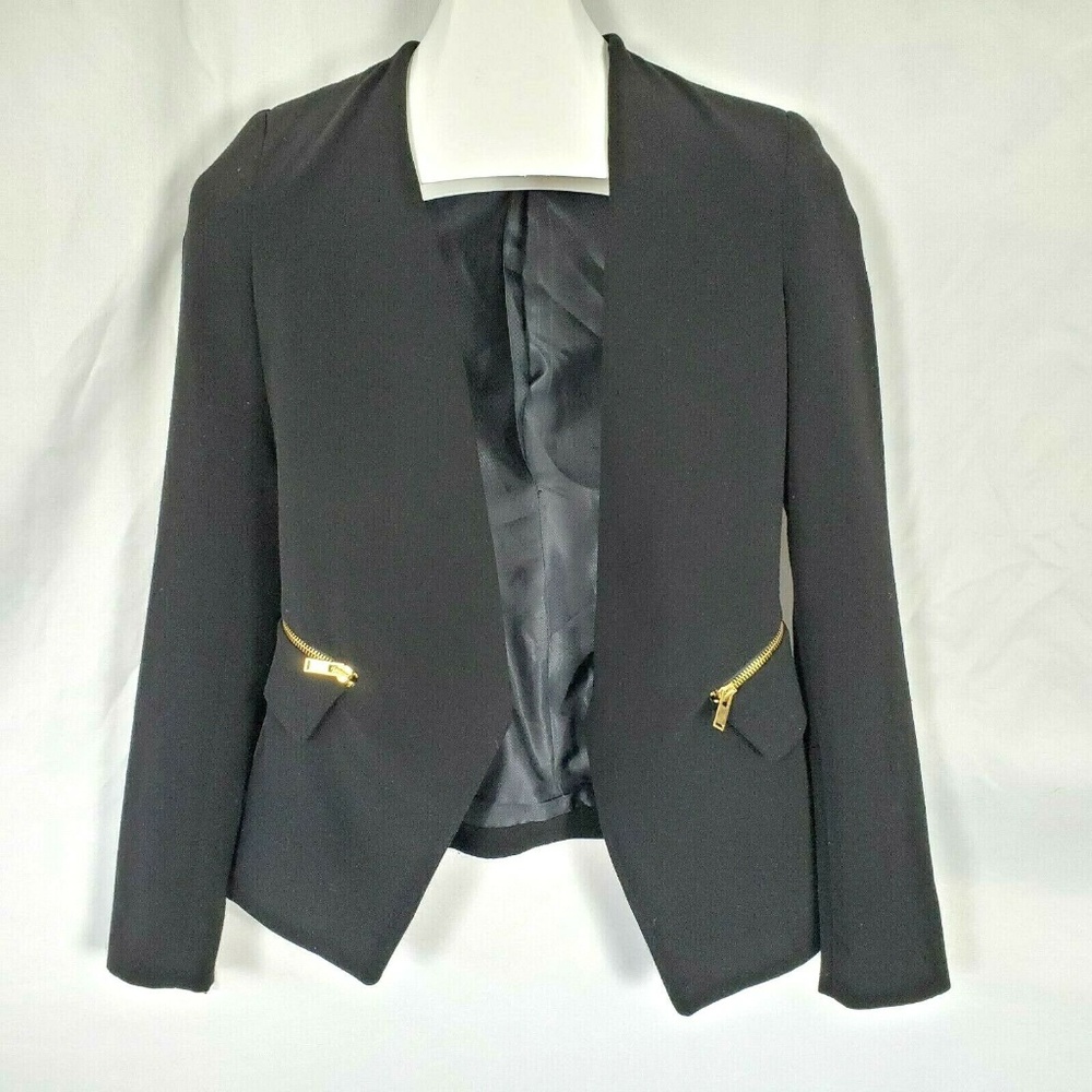 Zara Basic Blazer Jacket Moto Zippers W1331 - Picture 1 of 4